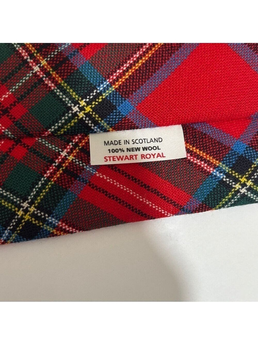 Stewart Royal tartan 100% wool Classic Red Plaid Tie. Made in Scotland. - Picture 3 of 6